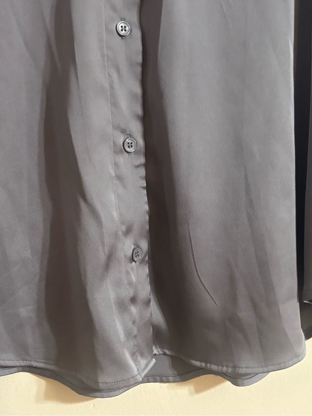 H&M Charcoal Gray Satin Button-Up Blouse - Picture 7 of 9